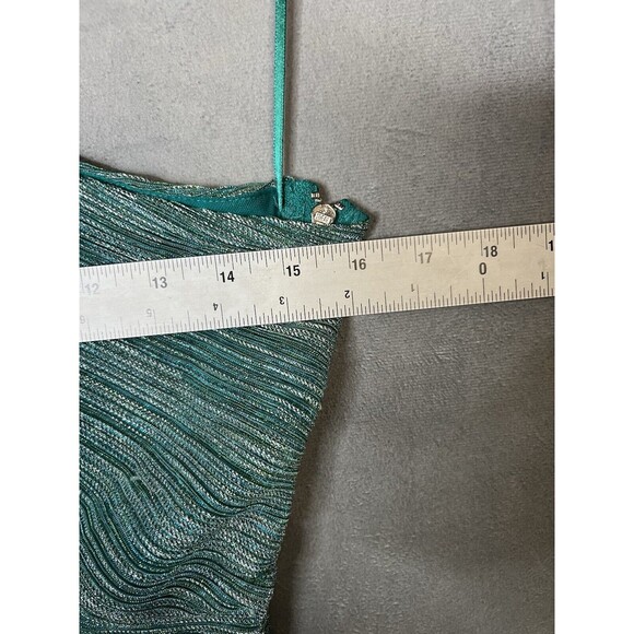$275 SAYLOR Alorna One-Shoulder Metallic Green Midi Dress Stretch Women Medium - Picture 6 of 14
